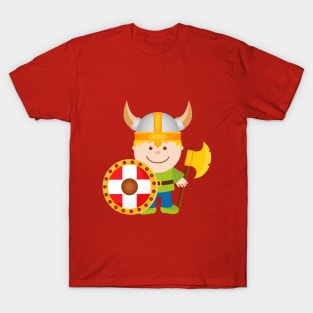 Cute Little Viking Warrior Cartoon Illustration T-Shirt